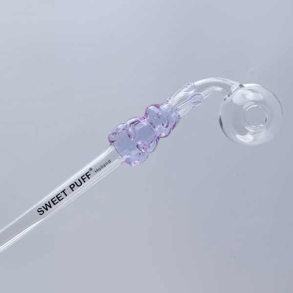 Bunny Sweet Puff Glass Pipe 14cm Purple and Balancer