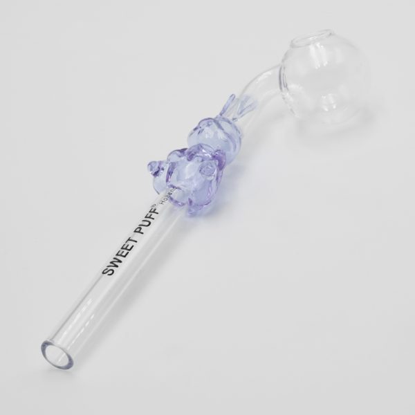 Bunny Sweet Puff Glass Pipe 14cm Purple and Balancer