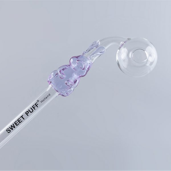 Bunny Sweet Puff Glass Pipe 14cm Purple and Balancer