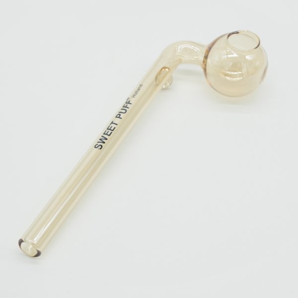 Curved Sweet Puff Glass Pipe 14cm Gold Balancer