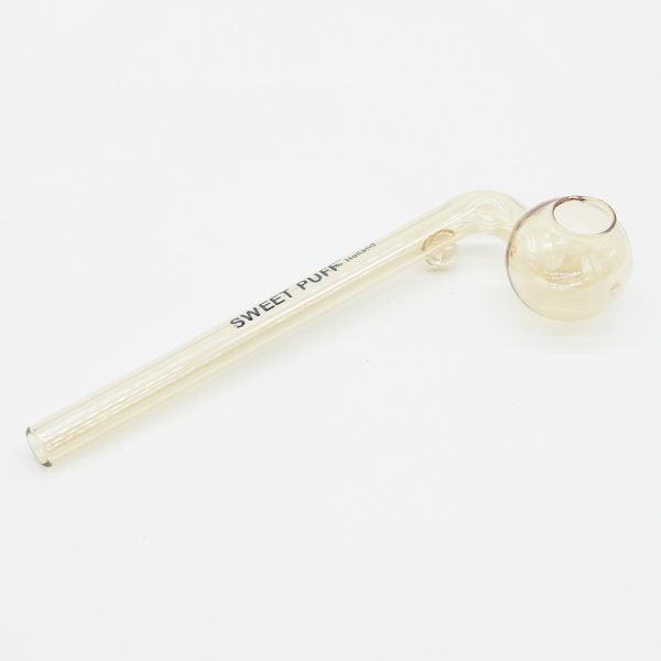 Curved Sweet Puff Glass Pipe 14cm Gold Balancer