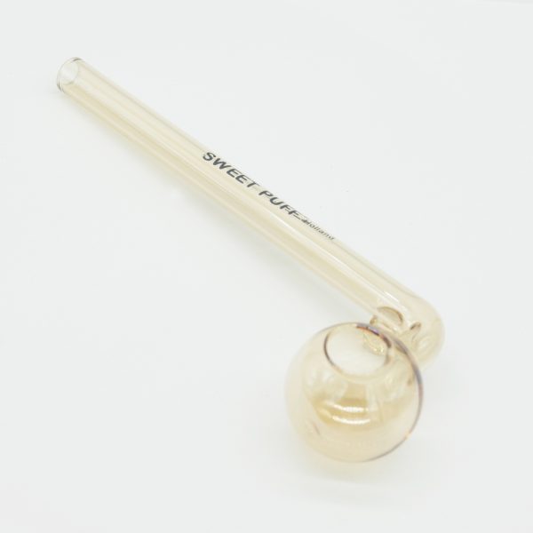 Curved Sweet Puff Glass Pipe 14cm Gold Balancer