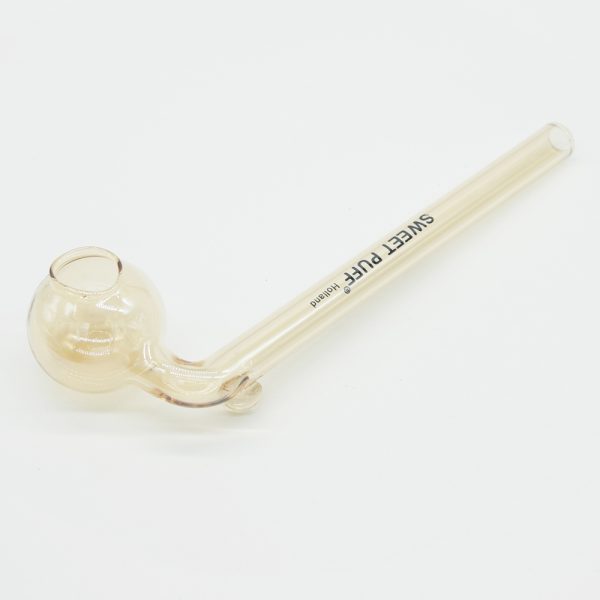 Curved Sweet Puff Glass Pipe 14cm Gold Balancer