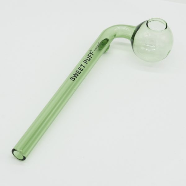 Curved Sweet Puff Glass Pipe 14cm Green Balancer