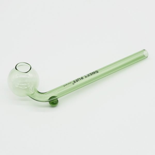 Curved Sweet Puff Glass Pipe 14cm Green Balancer