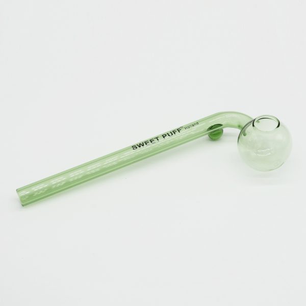 Curved Sweet Puff Glass Pipe 14cm Green Balancer