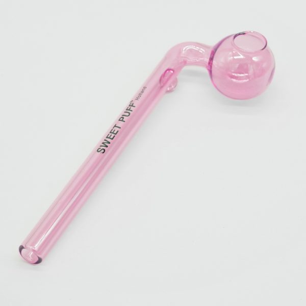 Curved Sweet Puff Glass Pipe 14cm Pink Balancer