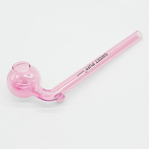 Curved Sweet Puff Glass Pipe 14cm Pink Balancer