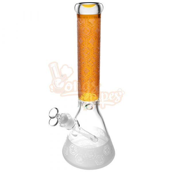 Four Leaf Clover Beaker Bong 35cm Amber