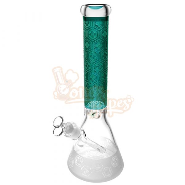 Four Leaf Clover Beaker Bong 35cm Dark Green