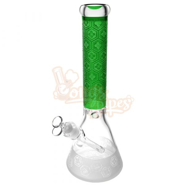 Four Leaf Clover Beaker Bong 35cm Green