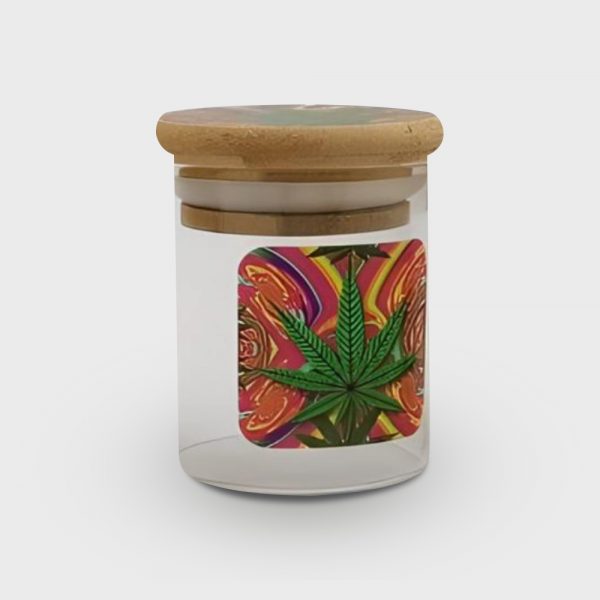 Large Glass Jars with Lids and Leaf Pattern