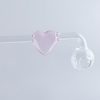 Love Heart Sweet Puff Glass Pipe 14cm Pink and Balancer