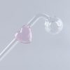 Love Heart Sweet Puff Glass Pipe 14cm Pink and Balancer