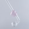 Love Heart Sweet Puff Glass Pipe 14cm Pink and Balancer