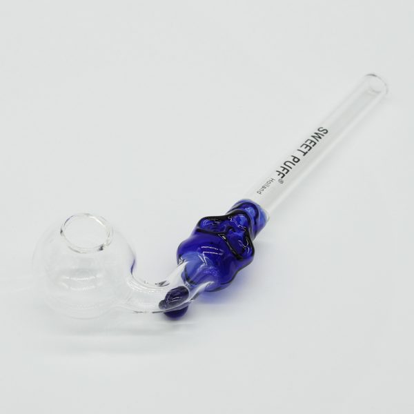 Skull Sweet Puff Glass Pipe 14cm Blue Skull and Balancer