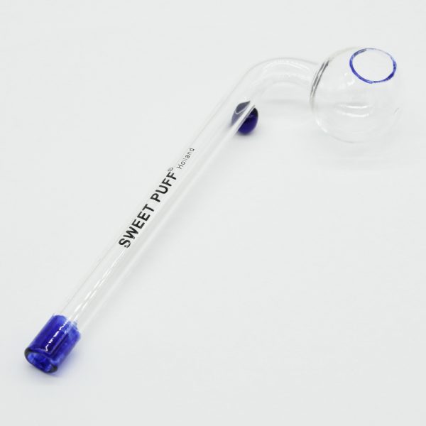 Sweet Puff Glass Pipe 10cm Blue Rim and Balancer