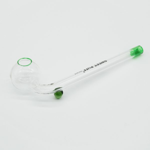 Sweet Puff Glass Pipe 10cm Green Rim and Balancer