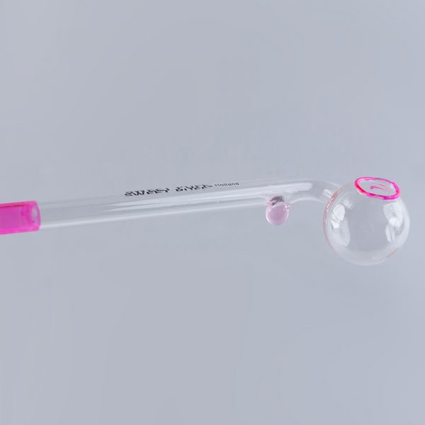 Sweet Puff Glass Pipe 10cm Pink Rim and Balancer