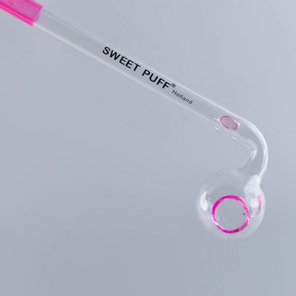 Sweet Puff Glass Pipe 10cm Pink Rim and Balancer