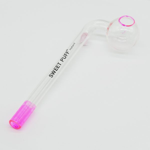 Sweet Puff Glass Pipe 10cm Pink Rim and Balancer