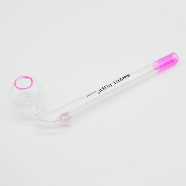 Sweet Puff Glass Pipe 10cm Pink Rim and Balancer