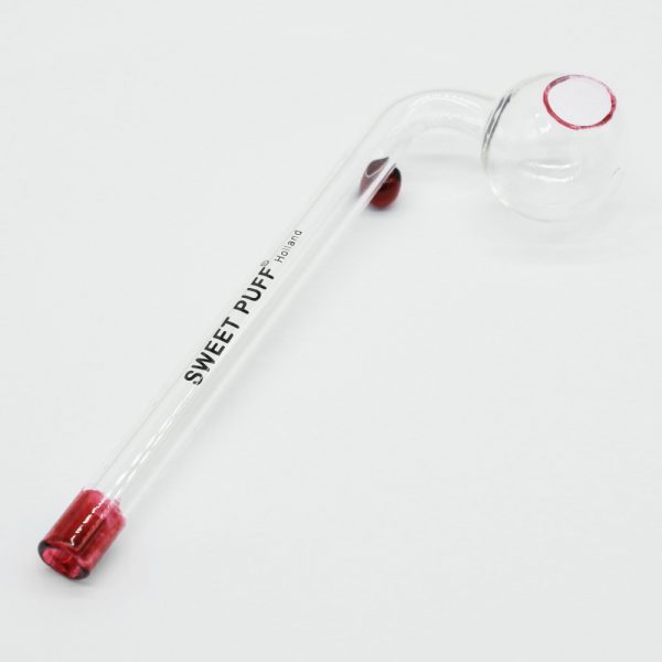 Sweet Puff Glass Pipe 10cm Red Rim and Balancer