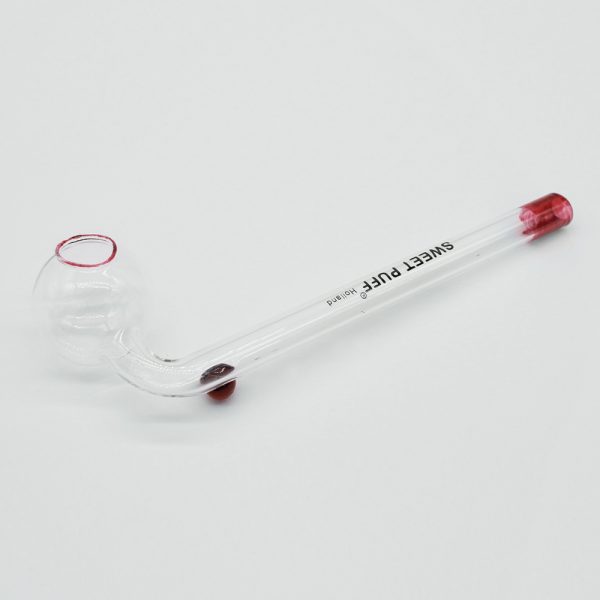 Sweet Puff Glass Pipe 14cm Red Rim and Balancer