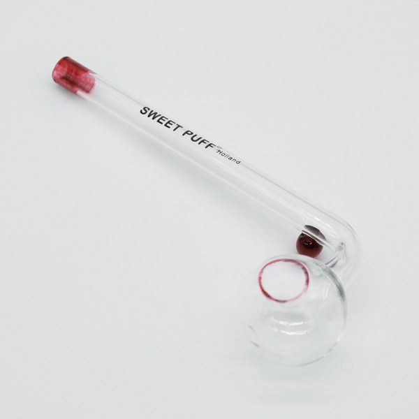 Sweet Puff Glass Pipe 14cm Red Rim and Balancer