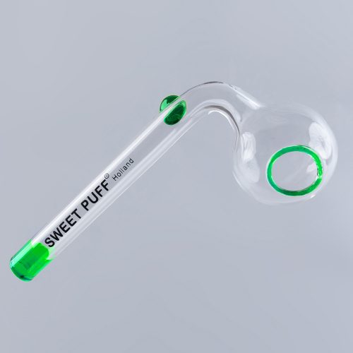 Sweet Puff Glass Pipe 8cm Green Rim and Balancer