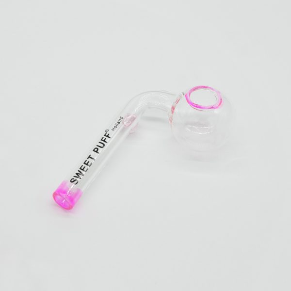 Sweet Puff Glass Pipe 8cm Pink Rim and Balancer