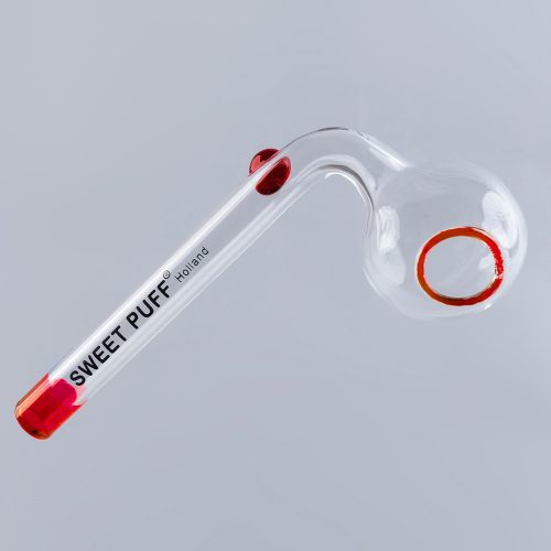 Sweet Puff Glass Pipe 8cm Red Rim and Balancer