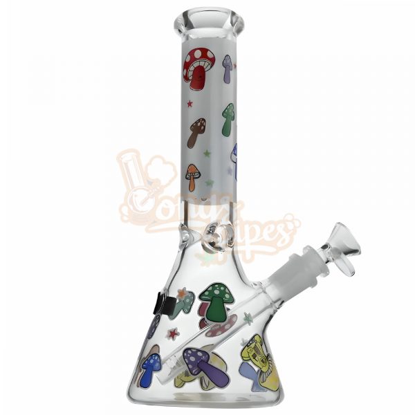 Glow In The Dark Mushroom Glass Beaker Bong 25cm