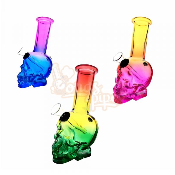 Mini Pocket Skull Bong 15cm Rainbow