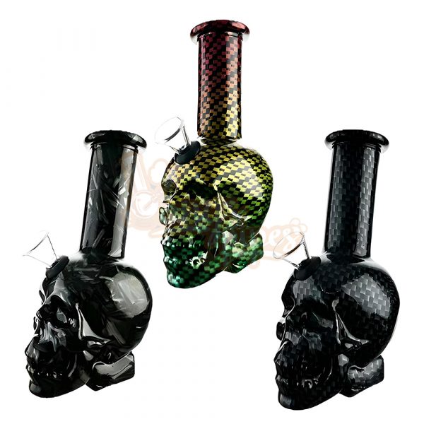 Mini Pocket Skull Bong 15cm Carbon Fiber