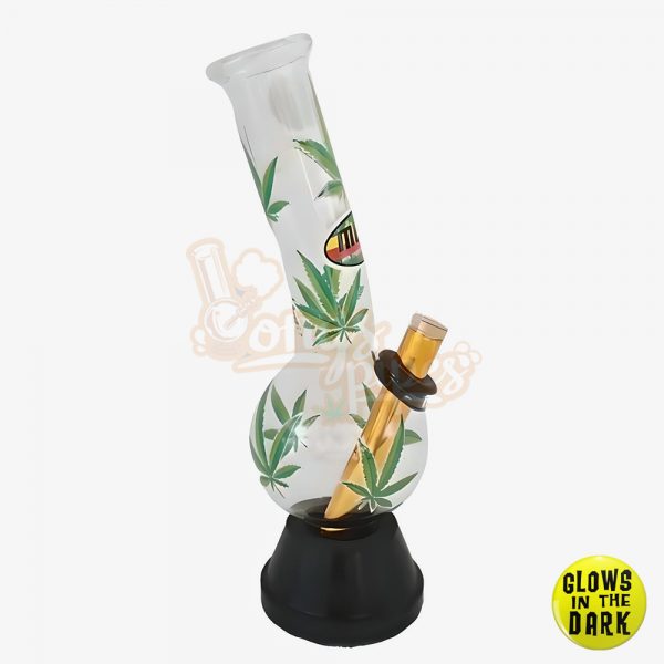 Glow In The Dark Green Leaf Bong 25cm