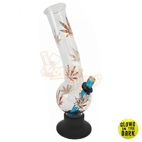 Glow In The Dark Rainbow Leaf Bong 30cm