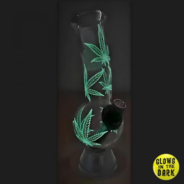 Glow In The Dark Rainbow Leaf Bong 30cm