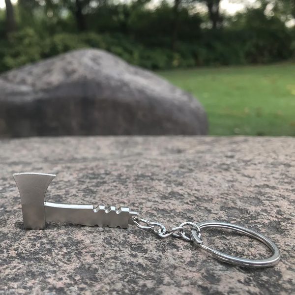 Silver Metal Snuff AXE Blade Keyring