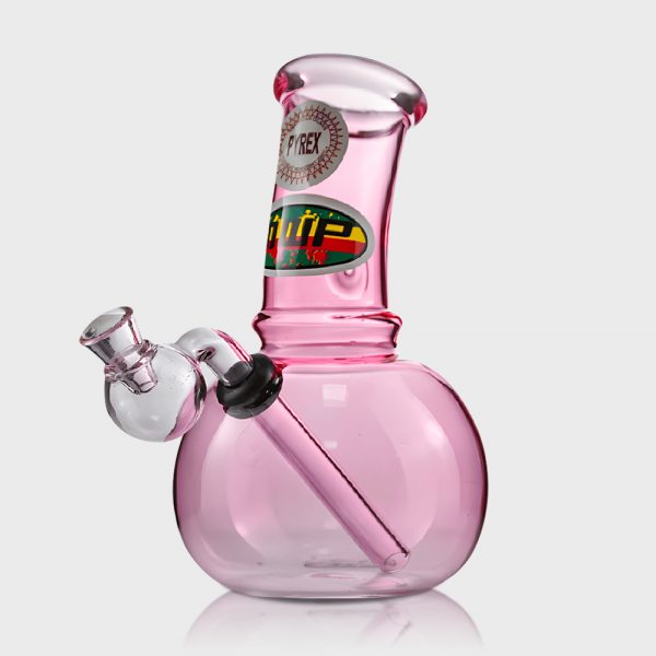 Pink Small Crack Bong 14cm with Glass Pipe 11cm