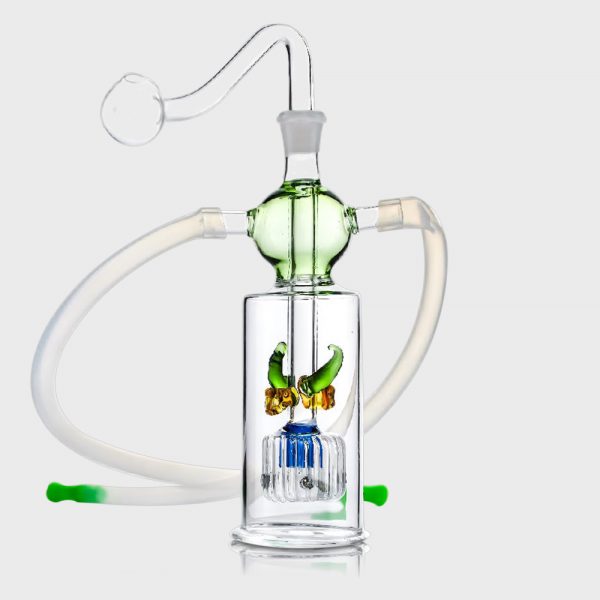 Twin Glass Water Pipe With Percolator and Mini Bubbler Glass Pipe