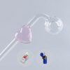 Combo X2 Love Heart Sweet Puff Glass Pipe 14cm Pink and Balancer