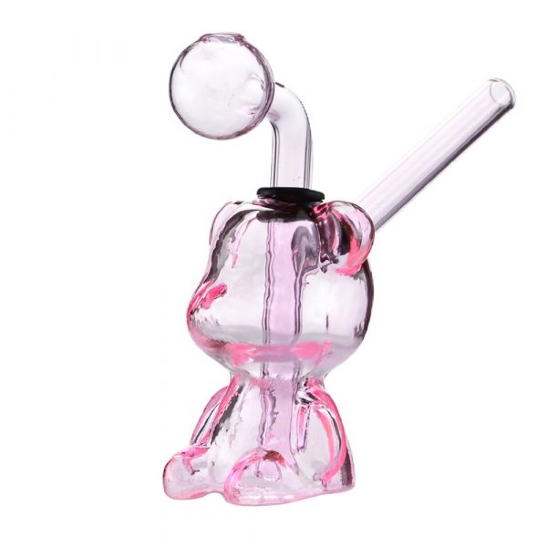 Pink Teddy Bear Bubbler with Glass Pipe 11cm