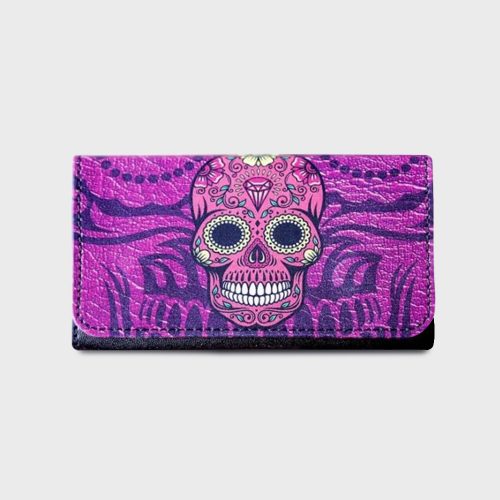 Candy Skulls PU Tobacco Pouch Holds 25g Pink