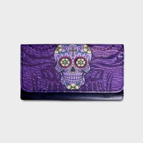 Candy Skulls PU Tobacco Pouch Holds 25g Purple