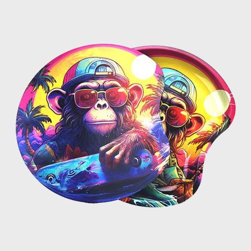 Metal Rolling Tray with Magnetic Lid 18x17 cm Monkey