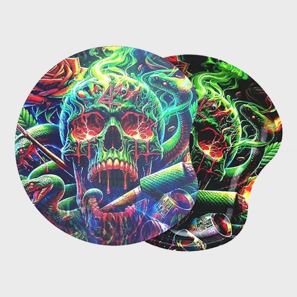 Metal Rolling Tray with Magnetic Lid 18x17 cm Skull