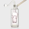 Pink Skull Glass Pipe 13cm with Mini Bubbler Glass Pipe