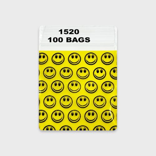 Resealable Plastic Bags 38x51 mm Yellow with Smiley Face Patterns