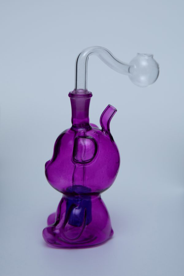 Purple Teddy Bear Bubbler with Glass Pipe 11cm - Image 2
